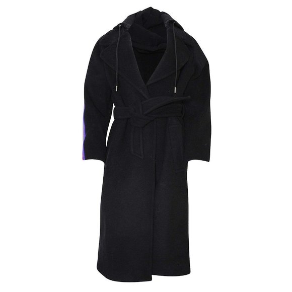 Sandro Striped-Trim Wool-Blend Wrap Coat 1030$ SIZE 38 - Picture 3 of 5